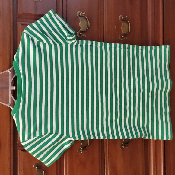 Green White Striped Tee Shirt - Picture 4 of 4